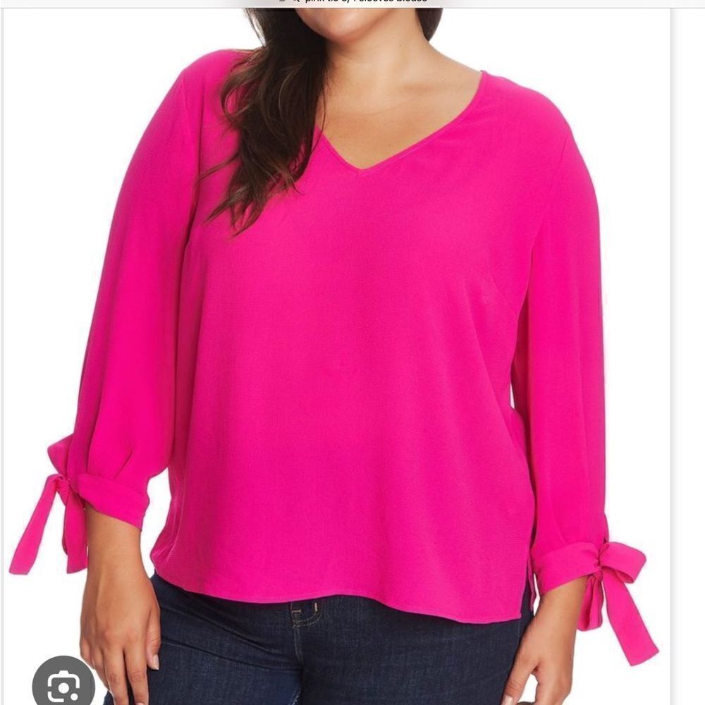 Annn Taylor L blouse top, Pink, flutter sleeves, tie sleeve detail